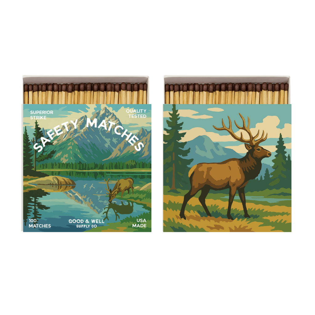 Mountain Lake &amp; Elk Square Matchbox