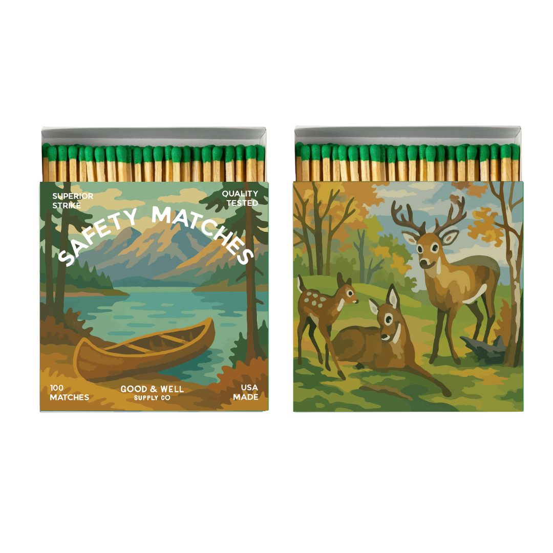 Canoe &amp; Deer Square Matchbox