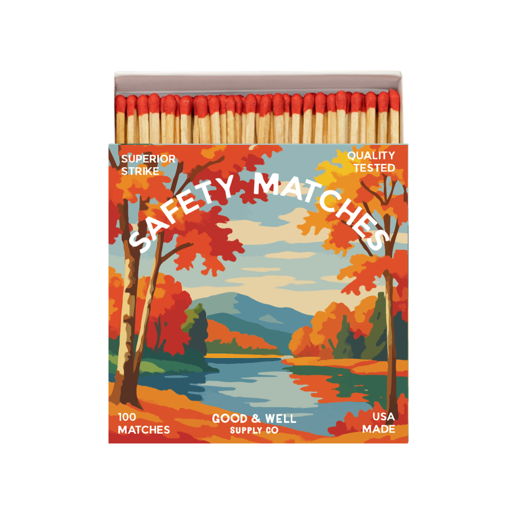 Autumn Lake &amp; Deer Square Matchbox