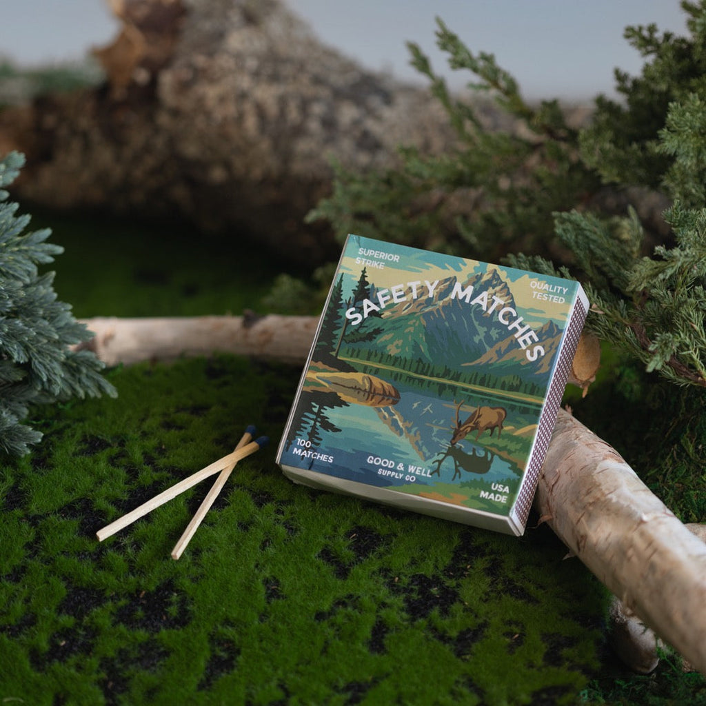 Mountain Lake &amp; Elk Square Matchbox